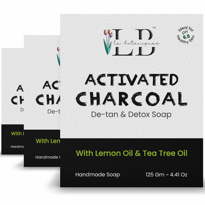 Lebotaniques LB Charcoal Deep pore Cleansing ,D tan, Detox Bar 125 Grams (Pack of 3)(375 g)