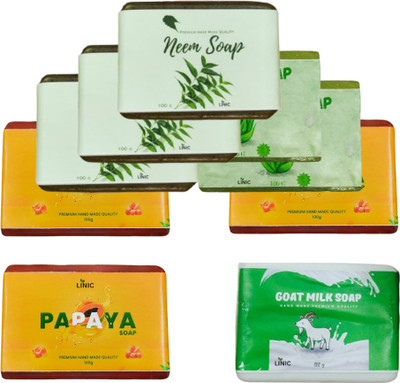linic HERBAL NEEM SOAP(3), ALOE VERA(2), PAPAYA SOAP(3), GOAT MILK SOAP(1)(9 x 100 g)
