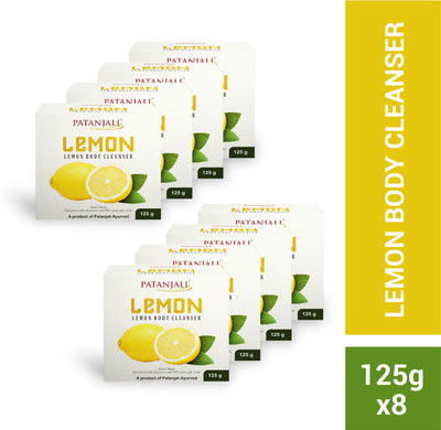 PATANJALI Lemon Body Cleanser, Enriched with Aloevera & Glycerine(8 x 125 g)