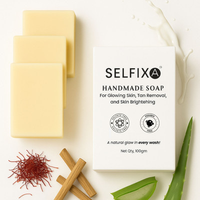 SELFIXA Ayurvedic Soap For Tan Removal | Sandalwood, Saffron, Soap For Glowing Skin(3 x 100 g)