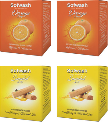 Amrit Healthcare Sofwash Orange and Sandal Combo(4 x 225 g)