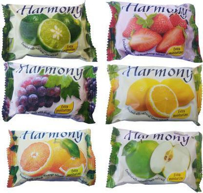 cezliar Harmony Fruity Soap Green Lemon , LEMON, ORANGE, STRAWBERRY, APPLE, GRAPE(6 x 75 g)