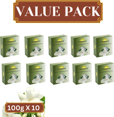 SAMBRIDHHI Premium Jasmine Soap with Natural Fragrance Handmade Bathing Bar for Face & Body(10 x 100 g)