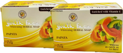 Youth Face PAPAYA WHITENING SOAP 135G PACK OF 2 - IMPORTED PRODUCT(2 x 67.5 g)