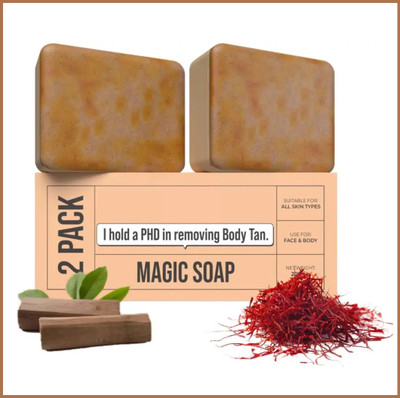 GlossEra Sandalwood and Saffron tan removal natural soap(2 x 100 g)
