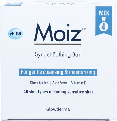 Moiz Syndet Bathing Bar | pH 5.5 | Paraben, Sulphate & Soap Free| For Sensitive Skin(4 x 75 g)