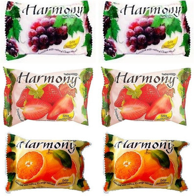 Harmony 2BLUEBERY 2STRABERY 2 ORANGE SOAP PACK OF 6(6 x 75 g)