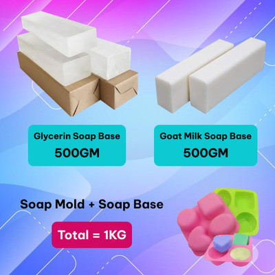 fresheasily DIY Soap Craft Combo – 500g Glycerin Base, 500g Goat Milk Base & 1kg Mold(1000 g)