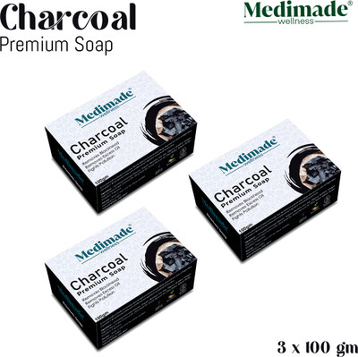 Medimade Activated Charcoal Premium Soap Soft, Smooth, Moisturised Skin(3 x 100 g)