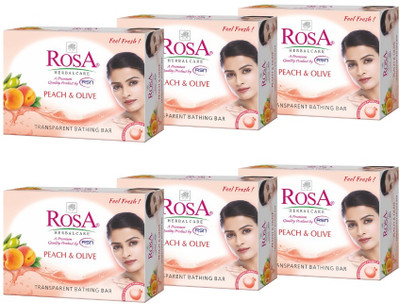 ROSA Transparent Peach & Olive Gel Soap I Skin Conditioner I Bathing Bar *6(6 x 100 g)