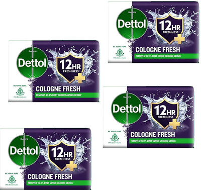 Dettol Cologne Fresh Bathing Soap Bar Freshness & Cool 12hr Pack of - 100gm x 4(4 x 100 g)