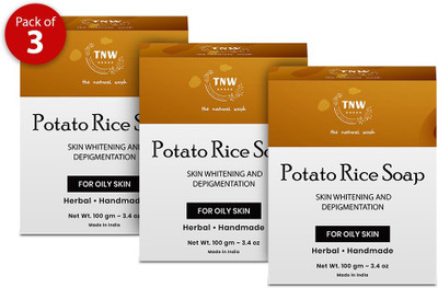 TnW Set of 3 Potato Rice Soap | Handmade | Herbal | De-Tan | For Oily Skin(3 x 100 g)