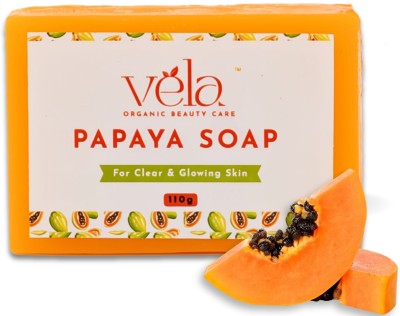 Vela Organic Beauty Care Papaya Glycerin Handmade Bathing Soap 110g | Skin Brightening & De-Tanning(4 x 110 g)