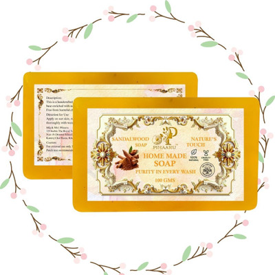 Pihaaru Pack of 2 ,Sandalwood Bliss Bath Soap – Smooth & Supple Skin Naturally (200gm)(2 x 100 g)