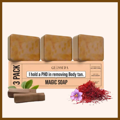 GlossEra Magic Soaps Sandal Wood And Saffron for DeTan and Glowing Brightening Skin(3 x 100 g)