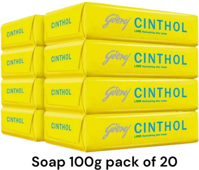 CINTHOL l Lime Bath Soap - 100g (Pack of20 Lemony Grade 1 Soap | For All Skin Types(20 x 100 g)
