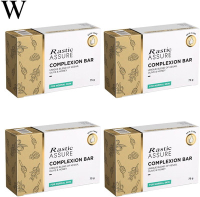 Rastic Assure Complexion Bar (Kesar,Olive & Honey) Pack of 4 Lid-26(4 x 75 g)