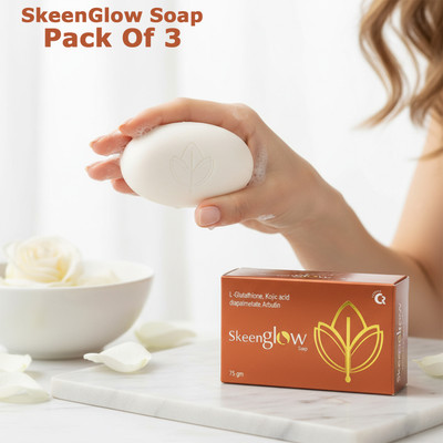 SkeenGlow L-Glutathione, Kojic Acid & Arbutin Soap Skin Texture & Promoting Even Skin Tone(3 x 75 g)