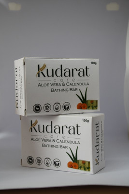 Kudarat Care Aloe Vera & Calendula Bathing Bar Pack of 2 | Hydrating & Gentle Cleansing Soap(2 x 100 g)