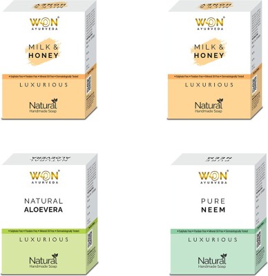 won ayurveda Neem, Aloevera & Milk & Honey Soap - (Pack Of 4)(4 x 100 g)