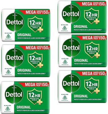 Dettol Original Bar Soap For Protect of Gems & Soft Smooth Skin Pack of - 150g x 6(6 x 150 g)