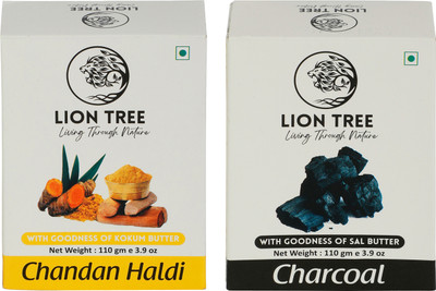 Lion Tree Handmade Chandan Haldi & Charcoal Soap With Goodness Of Kokum & Sal Butter(2 x 110 g)