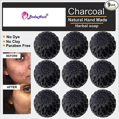 BadaHair ACTIVATED CHARCOAL Natural Hand Made Soap 9 x 100 g(9 x 100 g)