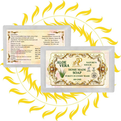 Pihaaru Pack of 2 AloevSera Pure Bliss Soap Handmade Natural Care(200g);(2 x 100 g)