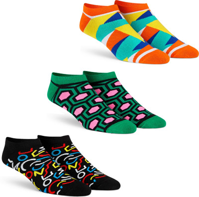 Dynamocks Unisex Printed Ankle Length(Pack of 3)
