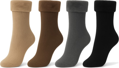 MIKONIKO Women Solid Ankle Length(Pack of 4)