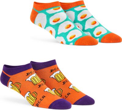 Dynamocks Unisex Printed Ankle Length(Pack of 2)