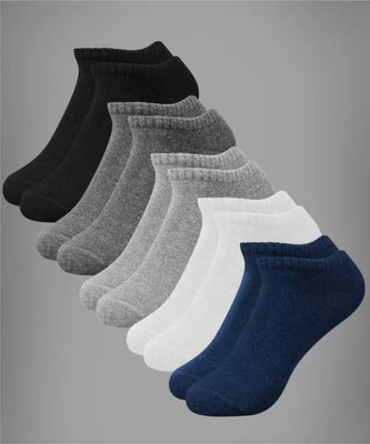 Men & Women Solid, Self Design Ankle Length(Pack of 5)