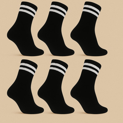 OBAMA Women Striped Mid-Calf/Crew(Pack of 6)