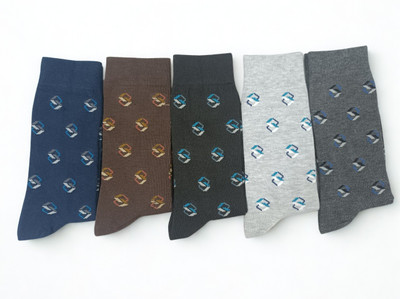 UDAMI Men Self Design Mid-Calf/Crew(Pack of 5)