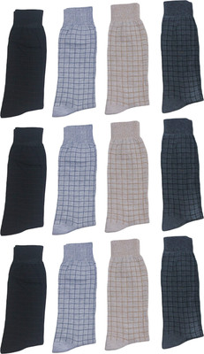 VAPINDIA Men Solid Mid-Calf/Crew(Pack of 12)