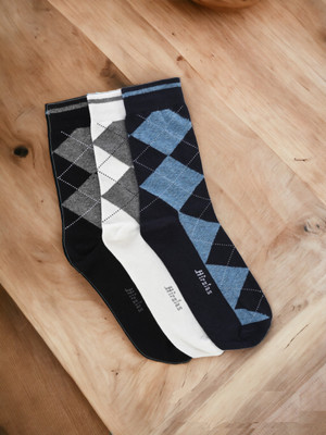 Hirolas Men Geometric Print Mid-Calf/Crew(Pack of 3)