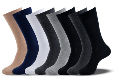 SOCKSXPRESS Mercerized Men Solid Mid-Calf/Crew(Pack of 8)
