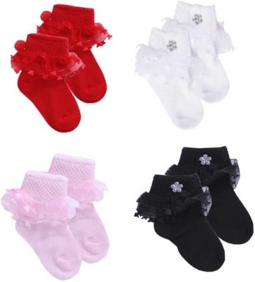 Kicksy Baby Girls Self Design Calf Length(Pack of 4)