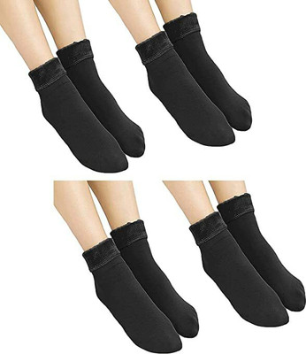 Shree Durga enterprises Girls Solid Ankle Length, Calf Length, Low Cut, Mid-Calf/Crew(Pack of 4)
