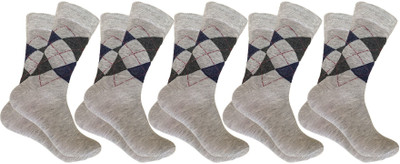 Cozyway Men Argyle Mid-Calf/Crew(Pack of 5)