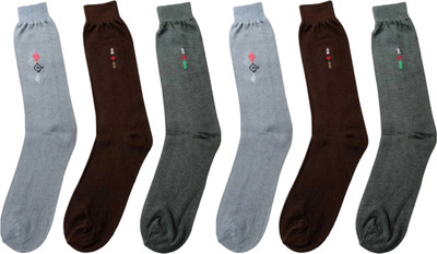 VAPINDIA Men Solid Mid-Calf/Crew(Pack of 6)