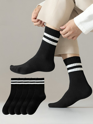 soxsense Men & Women Striped Mid-Calf/Crew(Pack of 5)