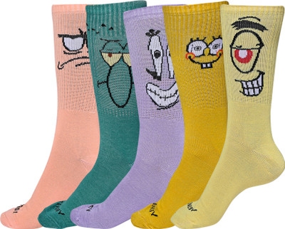 TENDSY Men & Women Printed Mid-Calf/Crew(Pack of 5)