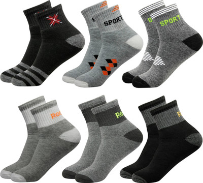 krijo Men Solid, Self Design Ankle Length(Pack of 6)