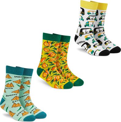 Dynamocks Men & Women Printed Mid-Calf/Crew(Pack of 3)