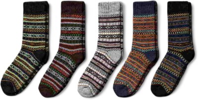 Sockscarving Unisex Striped Calf Length(Pack of 5)