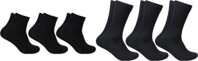 Broova Men Solid Ankle Length, Mid-Calf/Crew(Pack of 6)