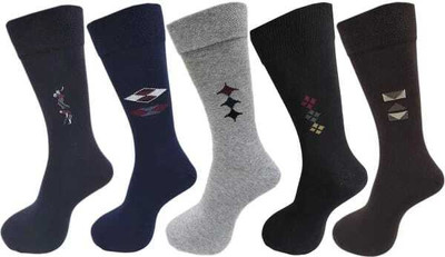 VIPUN Men Printed Mid-Calf/Crew(Pack of 5)