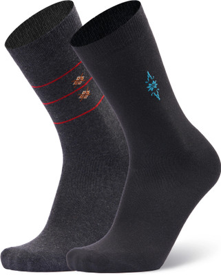 ANCHOR Business/Office/Casual/Formal Cotton Socks For Men Self Design Mid-Calf/Crew(Pack of 2)