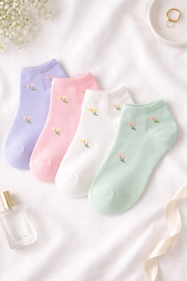 GLOOSY DREAM Girls Floral Print Ankle Length(Pack of 4)